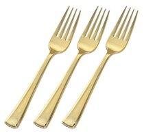plastic flatware - gold plastic dinner forks