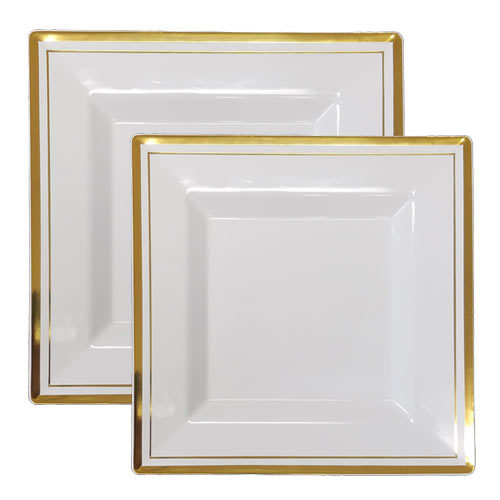 square plastic white with gold rim bulk combo square plastic white with gold rim bulk combo