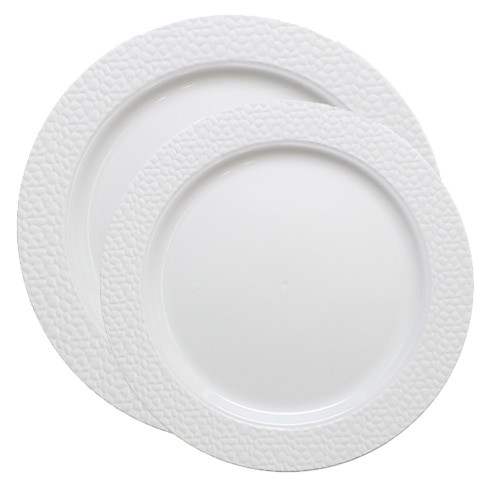 white plastic plates with white hammered design white plastic plates with white hammered design