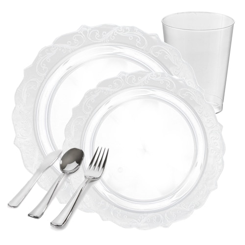 Elegant Clear Plastic Tableware Package - FREE SHIPPING Elegant Clear Plastic Tableware Package - FREE SHIPPING