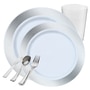 Crystal White with Silver Plastic Tableware Package - FREE SHIPPING