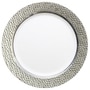 10.25" Clear Elegant Plastic Dinner  Plate with Hammered Silver Trim - Posh Party Supplies
