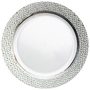 elegant hammered effect clear plastic plate with silver rim - posh party supplies