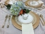 9" Cream / Gold Prestige Plastic Lunch / Dinner Plates