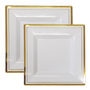 square plastic white with gold rim bulk combo