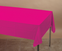 Disposable Hot Magenta Disposable Plastic 54" x 108" Tablecloths - Posh Party Supplies