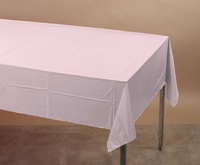 Disposable Classic Pink Paper Tissue and Plastic 54" x 108" Tablecovers - Posh Party Supplies