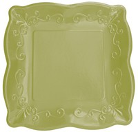 Celadon 10" Pottery Scalloped Embossed Wide-rim Square Plate - 48 Square Paper Plates