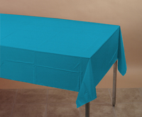 Disposable Turquoise Paper Tissue and Plastic 54" x 108" Tablecovers - Posh Party Supplies