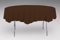 Disposable Brown Plastic 82" Round Tablecover - Posh Party Supplies
