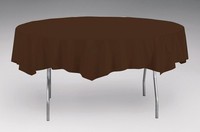 Chocolate Brown Disposable Plastic 82" Octy Round Tablecover - Posh Party Supplies