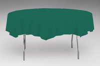 Disposable Hunter Green Plastic 82" Round Tablecover - Posh Party Supplies