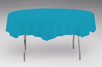 Disposable Turquoise Plastic 82" Round Tablecover - Posh Party Supplies