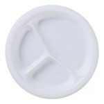 White Banquet Plate, Divided, Plastic - 200 per case