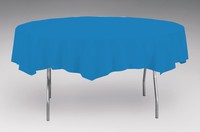 Disposable True Blue Plastic 82" Round Tablecover - Posh Party Supplies