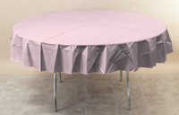 Disposable Classic Pink Plastic 82" Round Tablecover - Posh Party Supplies