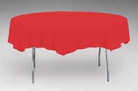 Classic Red Disposable Plastic 82" Octy Round Tablecover - Posh Party Supplies