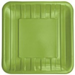 Verdi 7" Striped Embossed Metallic Wide-rim Square Plate  - 48 Square Paper Plates