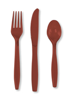 Disposable Brick 96 Plastic Spoons, 96 Plastic Forks and 96 Plastic Knives - Posh Party Supplies