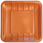 Tangerine 7" Striped Embossed Metallic Wide-rim Square Plate - 48 Square Paper Plates