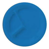 Disposable True Blue Divided Plastic Dinner Plate - Posh Party Supplies