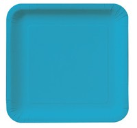 Disposable Turquoise Square 7.25" Paper Cake Plates - Posh Party Supplies