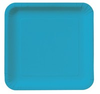 7.25" Turquoise Square Paper Dinner Plates - Posh Party Supplies