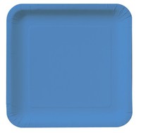 7.25" True Blue Square Paper Dinner Plates - Posh Party Supplies
