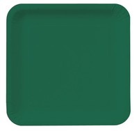 7.25" Hunter Green Square Paper Dinner Plates - Posh Party Supplies