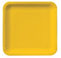 7.25" School Bus Yellow Square Paper Dinner Plates - Posh Party Supplies