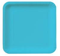 7.25" Bermuda Blue Square Paper Dinner Plates - Posh Party Supplies