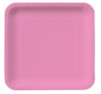Discounted Candy Pink Square 9" Square Paper Dinner Plates - Posh Party Supplies