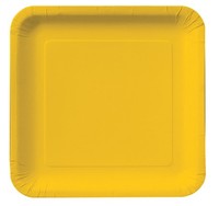 School Bus Yellow 9" Square Paper Dinner Plates  - Posh Party Supplies