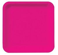 Hot Magenta Square 9" Square Paper Dinner Plates- 180 Paper Plates