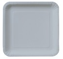 Shimmering Silver Square 9" Square Paper Dinner Plates- 180 Paper Plates