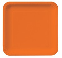 Discounted Sunkissed Orange Square 9" Square Paper Dinner Plates - Posh Party Supplies