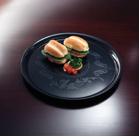 Disposable 14" Black Plastic Round "Deli Mate" Tray -Posh Party Supplies
