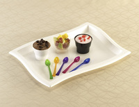 Disposable 10" x 14" White Plastic Rectangular Wave Tray -Posh Party Supplies