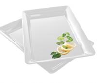 Disposable 12" x 18" White Plastic Rectangular Wave Plastic Trays -Posh Party Supplies