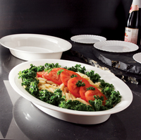Disposable 1/2 Gallon White Plastic Oval Bowl -Posh Party Supplies