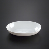 Disposable 1 Quart White Plastic Oval Salad Bowl - 50 Bowls