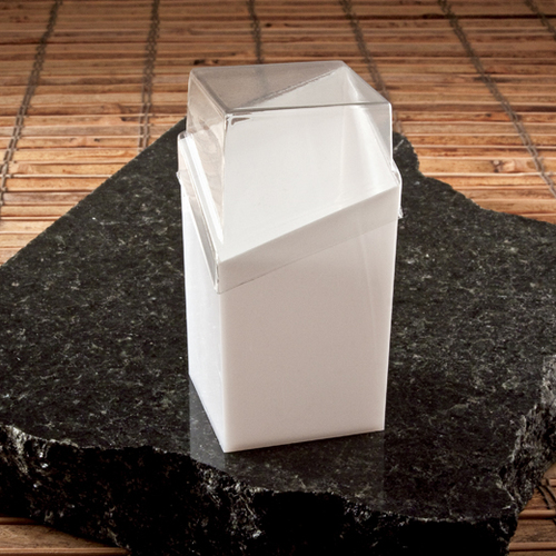 Disposable 2.5 oz White Plastic Diamond Mini Cube -Posh Party Supplies