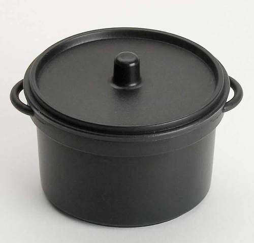 Disposable 2.7 oz Black Plastic Round Micro Cooking Pot -Posh Party Supplies