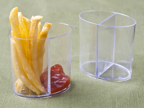 Disposable 2 oz Clear Plastic Round Mini Duo Container -Posh Party Supplies