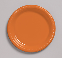 Disposable Sunkissed Orange 6.75" Plastic Dessert Plates - Posh Party Supplies