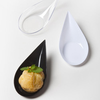Disposable 4" Black Plastic Tear Drop mini Dish -Posh Party Supplies