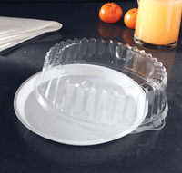 18" Clear Plastic Round Compartment Tray Dome Combo - 12 Plastic Trays