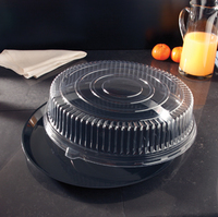 14" Black Plastic Round Deli Max Plastic Trays  Dome Combo - 25 Tray Combos