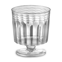 Disposable 2 oz Clear Plastic Round Mini Footed Wine Glass-Posh Party Supplies