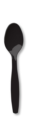 Disposable Black Extra Heavy Plastic Spoons - 1000 Spoons